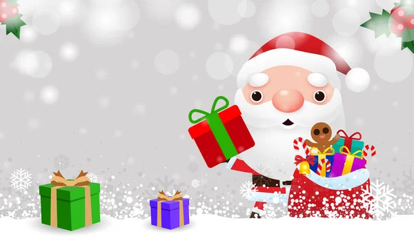 Merry Christmas Happy New Year Xmas Celebrations Cute Santa Claus — Stock Vector