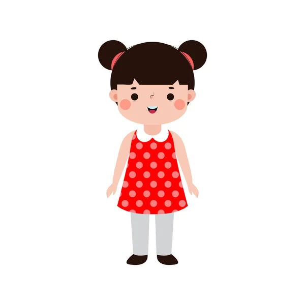 Happy Kid Cartoon Character Flat Style Cute Little Child Standing — Stock Vector