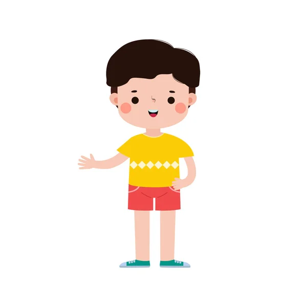Happy Kid Cartoon Character Flat Style Cute Little Child Standing — Stock Vector