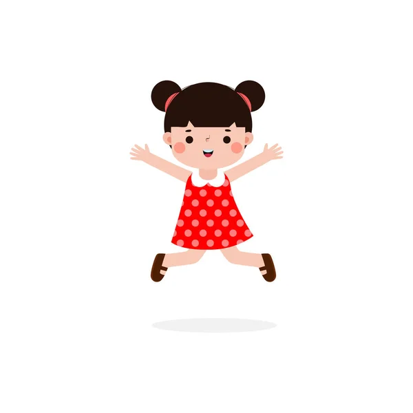 Мила Маленька Дитина Стрибає Танцює Плоский Стиль Щаслива Дитяча Діяльність — стоковий вектор