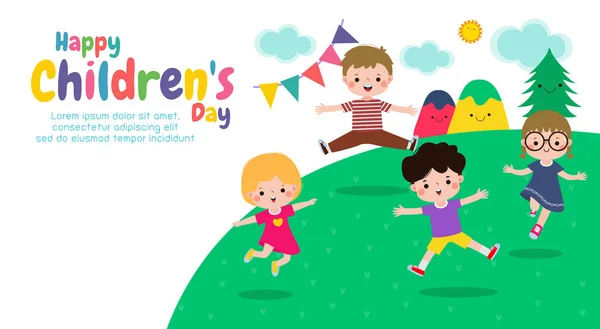 Happy Children Day Concept Het Wordt Jaarlijks Gevierd Wallpaper Achtergrond — Stockvector