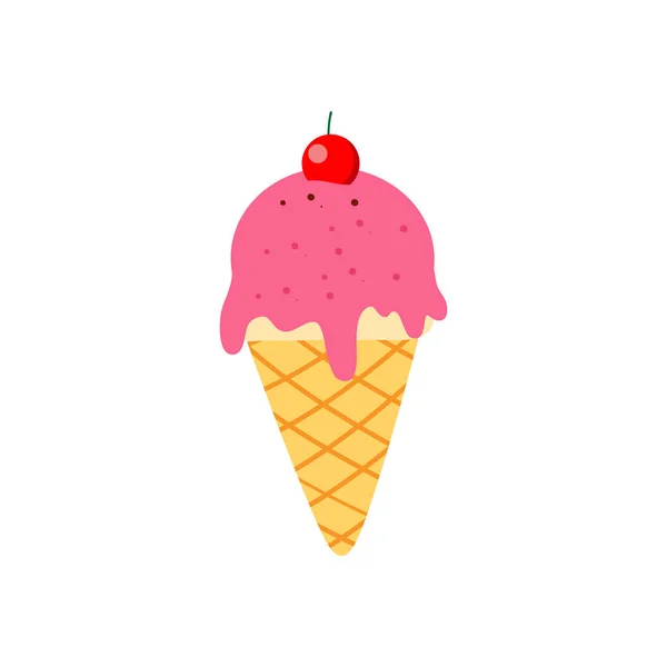 アイスクリームおいしい甘い夏の珍味日曜日アイスクリームコーンと人気のアイコン孤立ベクトルイラスト用ウェブ デザイン 印刷のための白い背景 — ストックベクタ