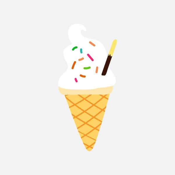 Παγωτά Νόστιμο Γλυκό Καλοκαίρι Λιχουδιά Sundaes Παγωτό Χωνάκια Και Εικονίδιο — Διανυσματικό Αρχείο