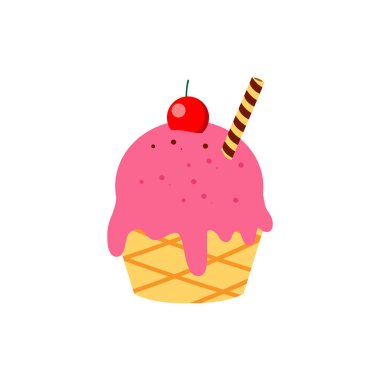 Dondurmalar lezzetli tatlı yaz dondurmaları dondurma külahları ve lolipop ikonu ağ, tasarım ve beyaz arkaplan üzerine baskı için izole edilmiş vektör çizimi