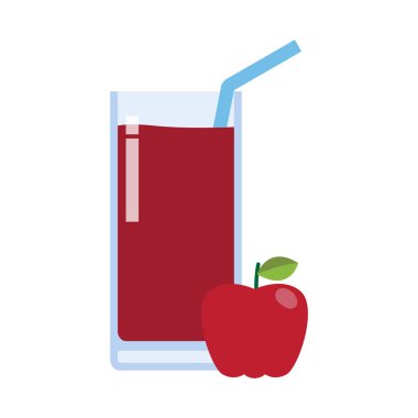 Beyaz arkaplan vektör illüstrasyonunda izole edilmiş elma suyu simgesi düz stili element