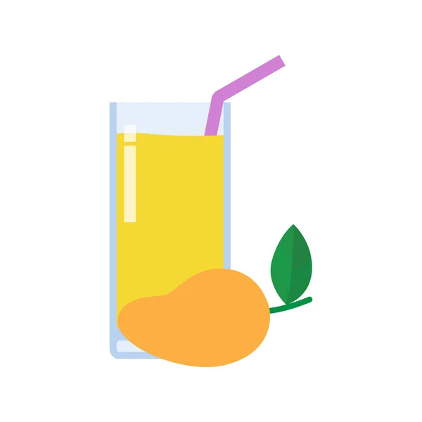Mango Juice Icon Flat Style Element Isolated White Background Vector — Stock Vector