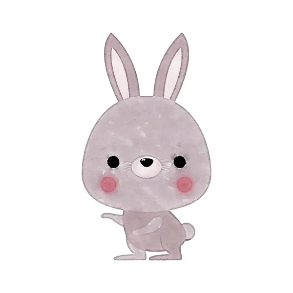 Симпатичний Стиль Тваринного Кролика Акварелі Білому Фоні Вектор Лалюстрації — стоковий вектор