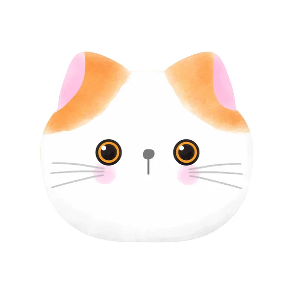 白色背景上可爱的红白色双色猫头水彩画矢量 — 图库矢量图片
