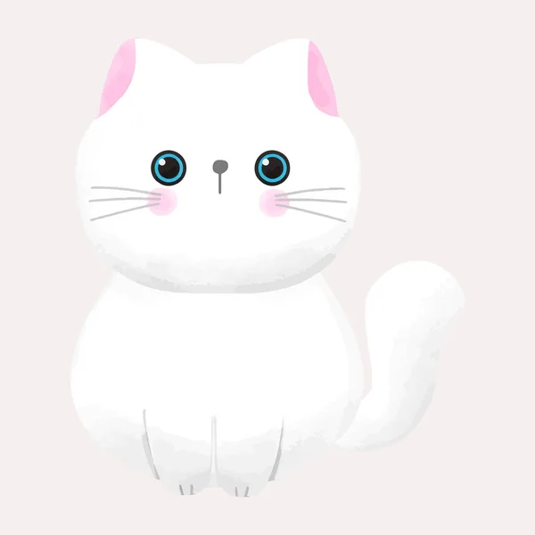 Cute Cat Akwarela Styl Wektor Ilustracja Białym Tle — Wektor stockowy