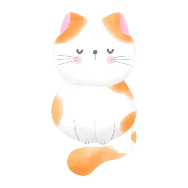 Grazioso Gatto Acquerello Stile Vettoriale Illustrazione Sfondo Bianco — Vettoriale Stock