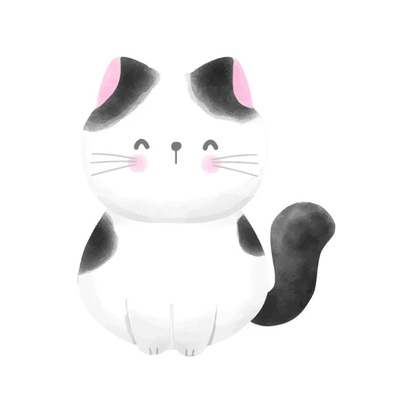 Grazioso Gatto Acquerello Stile Vettoriale Illustrazione Sfondo Bianco — Vettoriale Stock