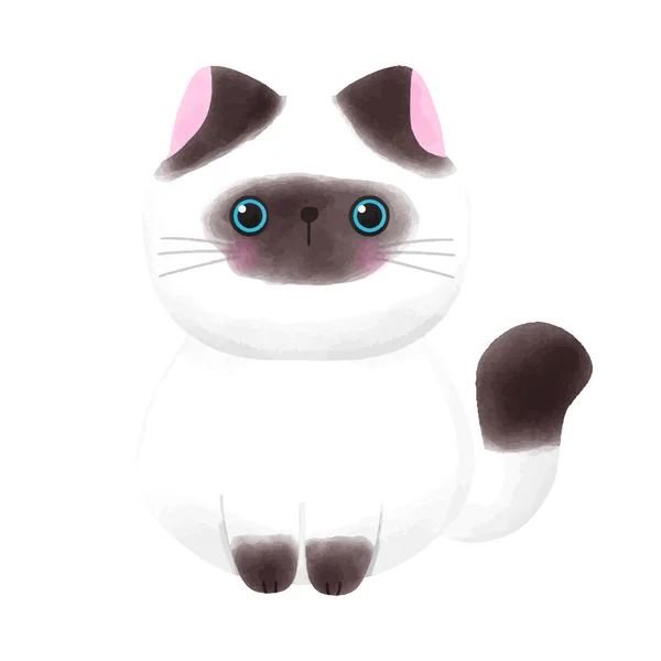 白色背景上可爱猫水彩画矢量图 — 图库矢量图片