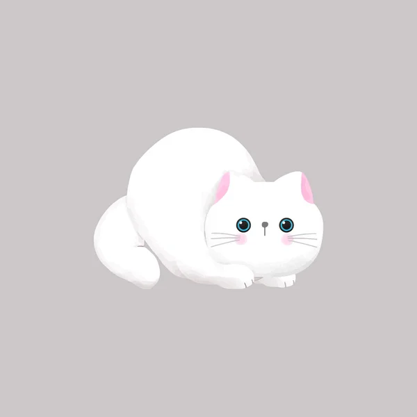 Bonito Gato Branco Aquarela Vetor Ilustração —  Vetores de Stock