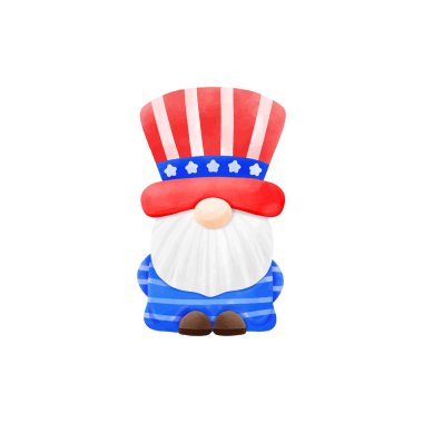 Mutlu 4 Temmuz Gnome suluboya vektörü İllüstrasyonu