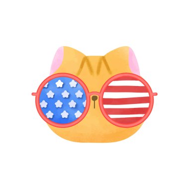 4 Temmuz 'da kedi vektörü illüstrasyonunuz kutlu olsun. 