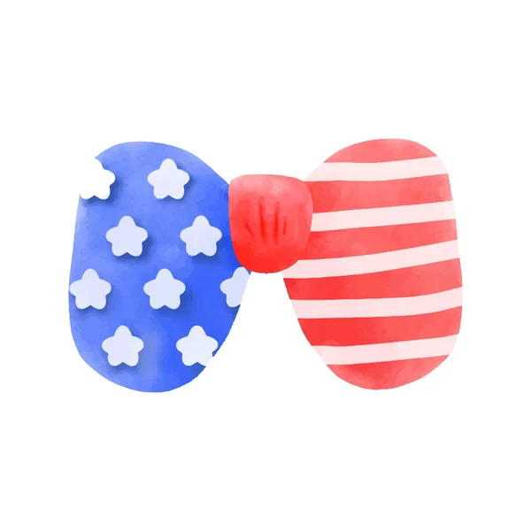 Happy 4Th July Bow Watercolor Vector Illustration White Background - Stok Vektor