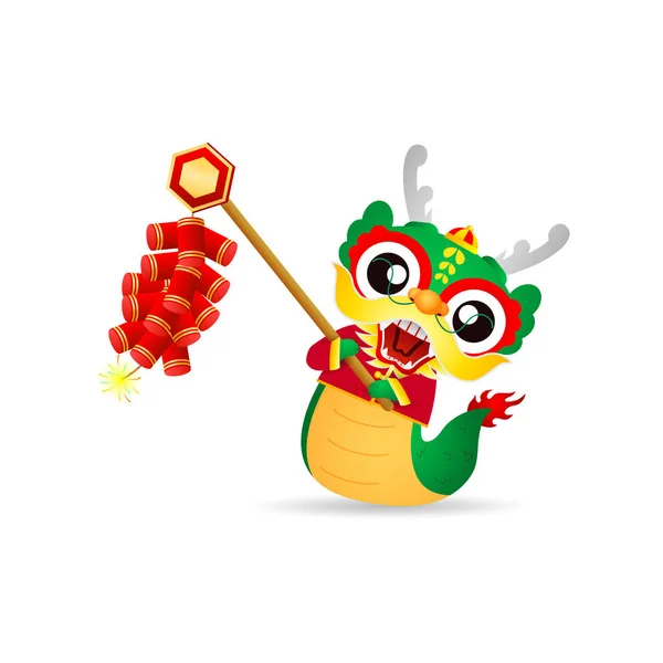 Bonne Année Chinoise 2024 Petit Dragon Dans Année Zodiaque Dragon — Image vectorielle