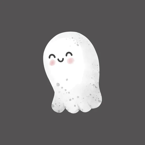 Hantu Kecil Yang Lucu Selamat Halloween Warna Air Halloween Monster - Stok Vektor