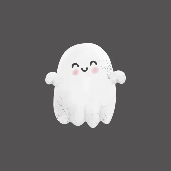 Hantu Kecil Yang Lucu Selamat Halloween Warna Air Halloween Monster - Stok Vektor