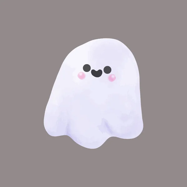 Små Söta Spöken Glad Halloween Akvarell Halloween Skrämmande Spöklika Monster — Stock vektor