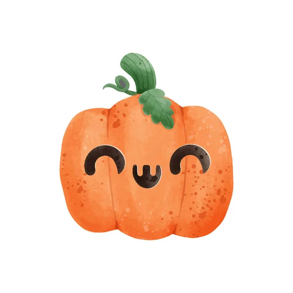 Jack Lantern Pumpkin Watercolor Happy Halloween Holiday Orange Pumpkin Smile — Stock Vector