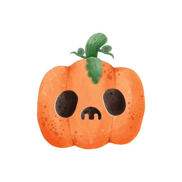 Jack Lykta Pumpa Akvarell Glad Halloween Semester Orange Pumpa Med — Stock vektor