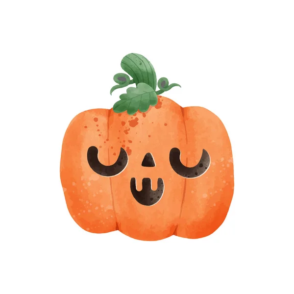 Jack Lanterne Citrouille Aquarelle Joyeuses Vacances Halloween Citrouille Orange Avec — Image vectorielle