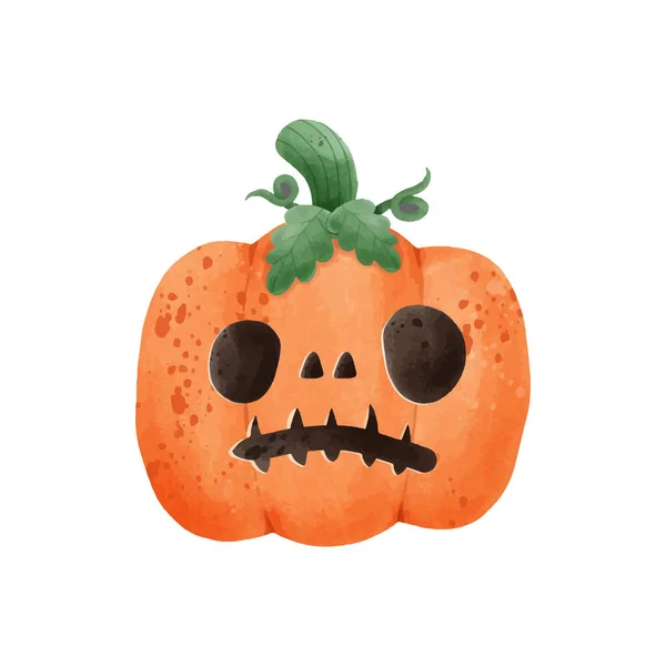 Jack Lykta Pumpa Akvarell Glad Halloween Semester Orange Pumpa Med — Stock vektor