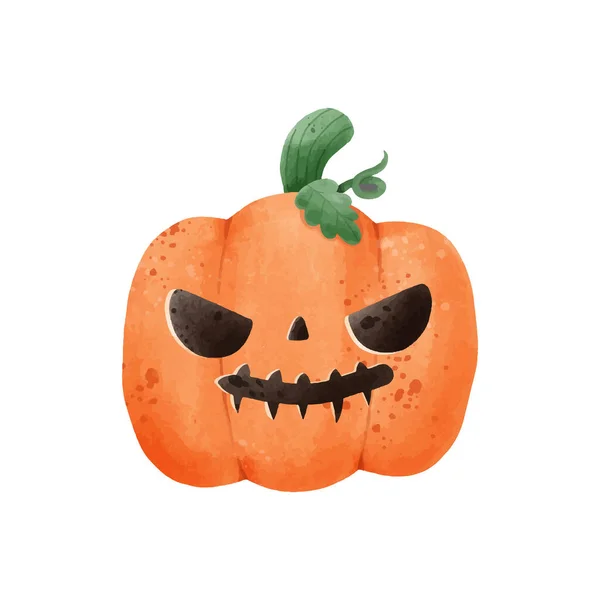 Jack Lucerna Dýně Akvarel Happy Halloween Dovolená Pomerančová Dýně Úsměvem — Stockový vektor
