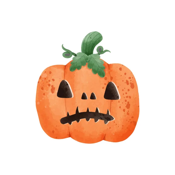 Jack Lanterne Citrouille Aquarelle Joyeuses Vacances Halloween Citrouille Orange Avec — Image vectorielle