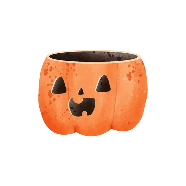 Jack Lantern Pumpkin Watercolor Happy Halloween Holiday Orange Pumpkin Smile — Stock Vector