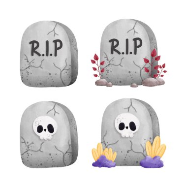 Tatlı hayalet cadılar bayramı suluboya vektör illüstrasyon elementini beyaz arkaplanda yırt