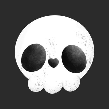 Küçük şirin kafatası Mutlu Cadılar Bayramı suluboya Cadılar Bayramı korkunç hayalet canavarlar. Çizgi film ürkütücü karakter numarası ya da siyah arkaplan vektörü illüstrasyonunda izole edilmiş tedavi.