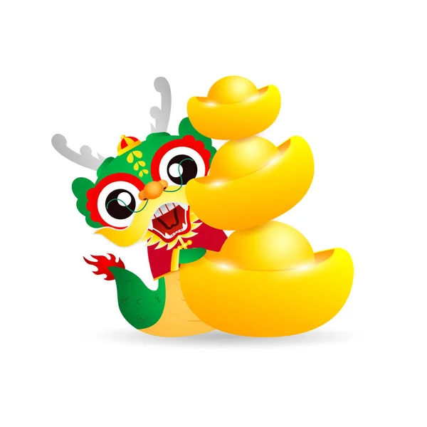 Feliz Ano Novo Chinês 2024 Pequeno Dragão Ano Zodíaco Dragão — Vetor de Stock