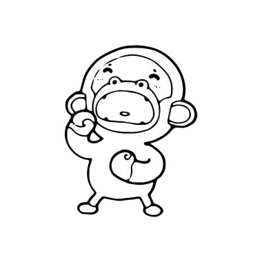 Beyaz arkaplanda goril karalama vektör çizimi izole