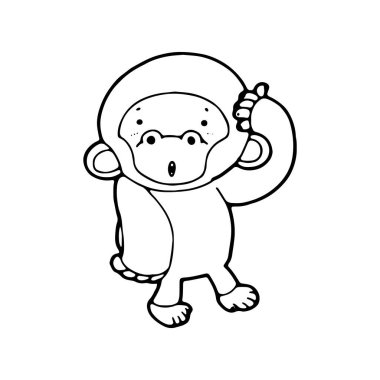 Beyaz arkaplanda goril karalama vektör çizimi izole