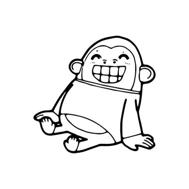 Beyaz arkaplanda goril karalama vektör çizimi izole