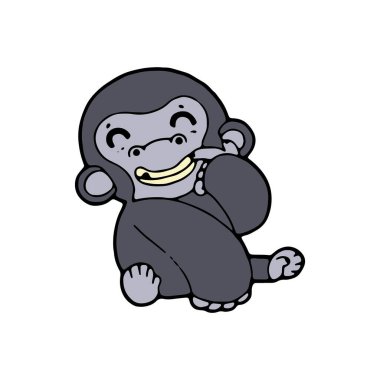 karikatür gorili karalama vektör çizimi beyaz arkaplanda izole