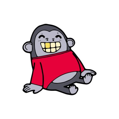 karikatür gorili karalama vektör çizimi beyaz arkaplanda izole