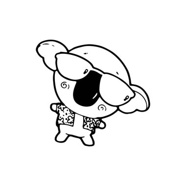 Beyaz arkaplanda izole edilmiş sevimli koala karalama çizgi roman çizim vektörü