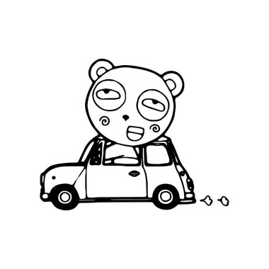 Çizgi roman panda El beyaz arkaplanda izole edilmiş karalama çizim çizim çizim vektörü