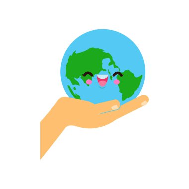 Dünya Günü, dünyayı kurtarın, dünya çevre günü, beyaz arka plan vektörü çizimi düz stil