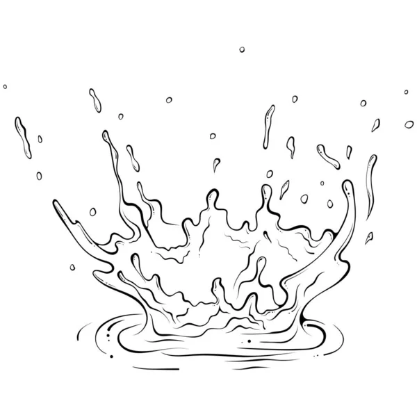Splatter Crown Water Paint Splashes Fluid Vector Illustration Hand Drawn —  Vetores de Stock