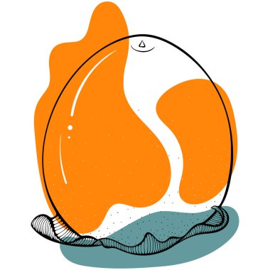 Hurma kabuğunun tamamı. Soyut renkli benekleri olan şık bir eskiz. Lekeli siyah çizgiler, leke. Beyaz üzerine izole edilmiş modern illüstrasyon. Baskı ve logo için egzotik meyve tasarımı