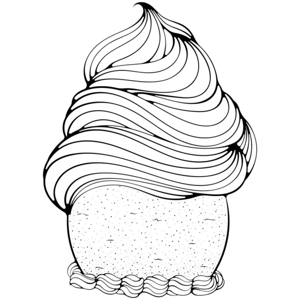 Мороженое Взбитыми Сливками Элемент Дизайна Этикеток Упаковки Раскраски Векторная Иллюстрация — стоковый вектор