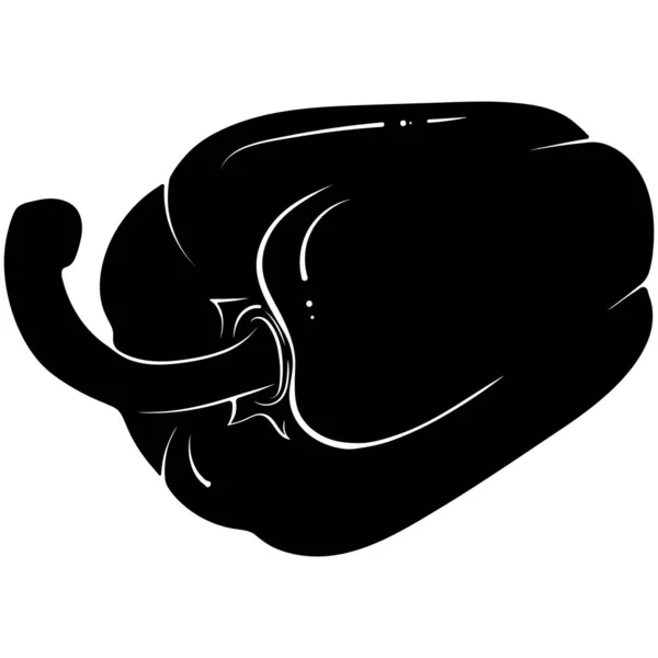 Silhouette Lying Bell Pepper Sweet Pepper Icon Black Vector Illustration — Stock Vector