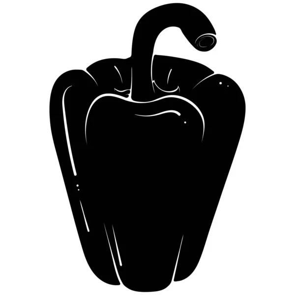 Σιλουέτα Από Ολόκληρη Πιπεριά Γλυκόπιπερο Μαύρη Διανυσματική Απεικόνιση Που Απομονώνεται — Διανυσματικό Αρχείο