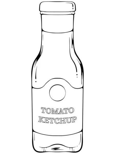 Üvegpalack Ketchup Szósszal Vektor Illusztráció Kézzel Rajzolt Vázlat Firka Stílusban — Stock Vector