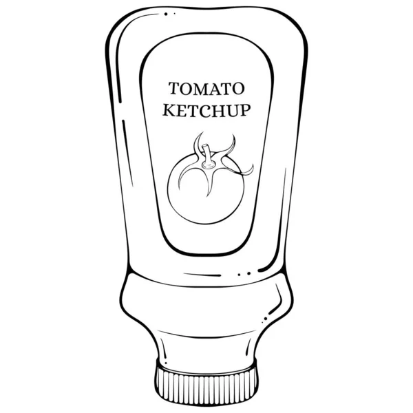Műanyag Palack Ketchup Szósszal Vektor Illusztráció Kézzel Rajzolt Vázlat Firka — Stock Vector
