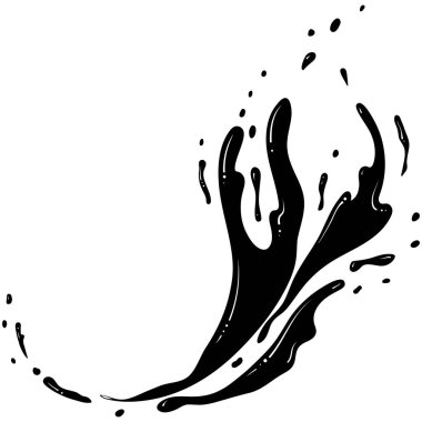 Yuvarlak mürekkep, su ya da boya lekeleri. Fıskiye spreyi. Silüet sıvı sıçraması. Elle çizilmiş siyah vektör çizimi. Su sıçrat. Soyut şekiller
